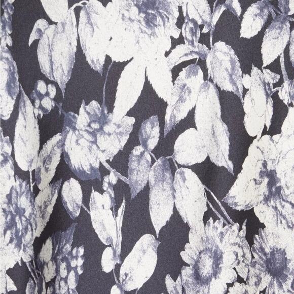 NWOT Cinq a Sept Adis Floral Print Silk Midi Skirt Black Blue Size 00 - Picture 5 of 10